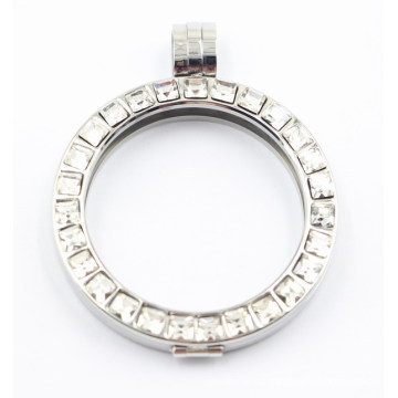 Locket flotante del acero inoxidable 316L con la piedra checa